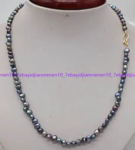 天然 4-5 毫米黑色淡水巴洛克珍珠項鍊14-36 英寸